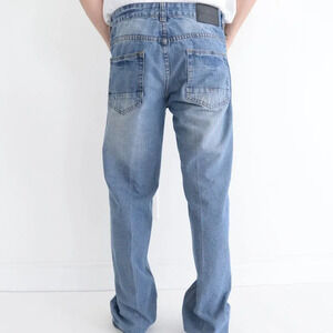 Vintage 90S Enyce Straight Leg Boot Cut Distressed Blue Denim Jeans 34X34